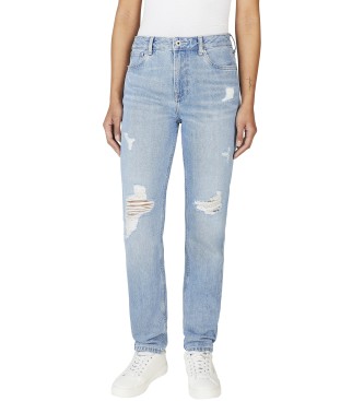 Pepe Jeans para mujer. PL204591RI6 Jeans en fit taper Violet azul (25/32), Casual, Algodón, Denim, Sostenible