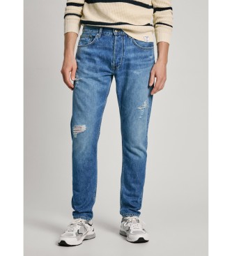 Pepe Jeansvoor mannen. PM207695 Jeans Tapered Medium Destroy blauw (31/32), Casual, Denim, Biologisch katoen, Duurzaam