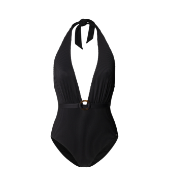Pepe Jeans para mujer. PLB10532 Bañador de bikini en tejido canalé negro (L), Beachwear, Poliéster