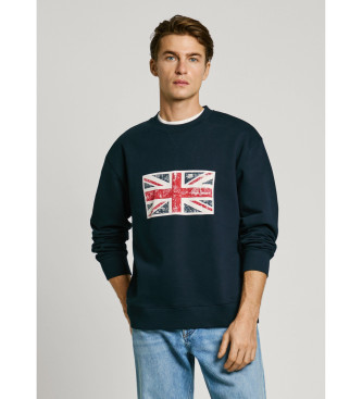 Pepe Jeans para hombre. PM582845 Sudadera Union Crew marino (S), Casual, Algodón, Sostenible