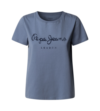 Pepe Jeansvoor vrouwen. PL506028 Val Korte Mouw T-shirt blauw (XL), Casual, Korte mouwen, Biologisch katoen, Duurzaam