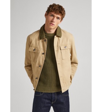 Pepe Jeans para hombre. PM402879 Chaqueta Valtari beige (L), Casual, Algodón, Manga larga, Sostenible