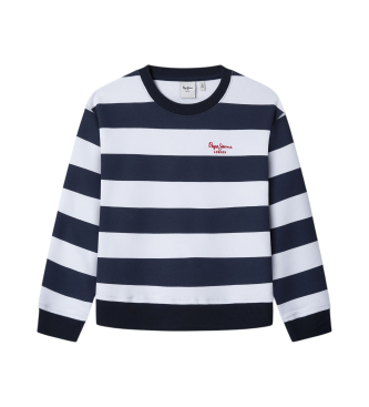 Pepe Jeans para niña. PG581353 Sudadera Vania blanco, marino (6Años= 116cm), Casual, Algodón, Sostenible, moda infantil