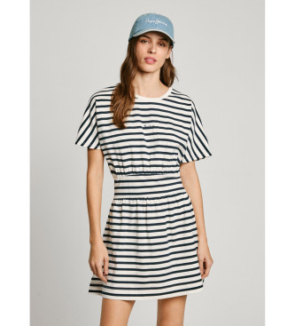 Pepe Jeans para mujer. PL953744 Vestido corto Vania marino (L), Casual, Algodón, Manga corta, Sostenible