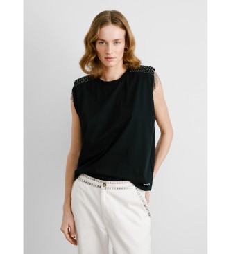 Pepe Jeans para mujer. PL506078 Camiseta Vatiana negro (S), Casual, Fiesta, Manga corta, Algodón Orgánico, Sostenible