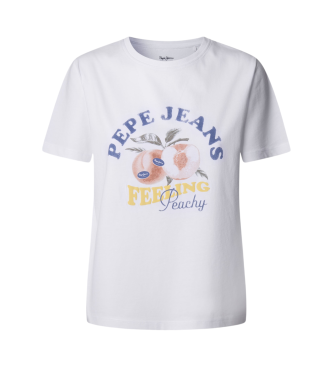 Pepe Jeans para mujer. PL506056 Camiseta Venusa blanco (S), Casual, Algodón, Manga corta, Sostenible