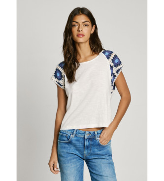 Pepe Jeans para mujer. PL506044 Camiseta Verenice blanco (M), Casual, Manga corta, Algodón Orgánico, Sostenible