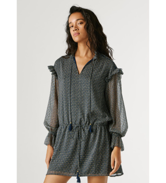 Pepe Jeans para mujer. PL9537790 Vestido Alex marino (M), Casual, Poliéster, Manga larga