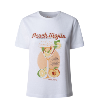 Pepe Jeans para mujer. PL506060 Camiseta Viola blanco (S), Casual, Algodón, Manga corta, Sostenible