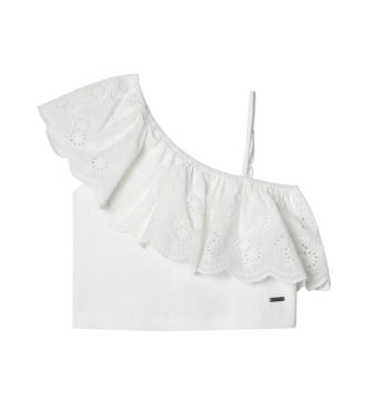 Pepe Jeans para niña. PG503146 Camiseta Yvone blanco (16años= 176cm), Casual, Algodón, Sin mangas / Tirantes, moda infantil
