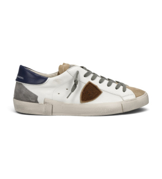Philippe Model Per Uomo. Prlu Sneakers In Pelle Prsx Low Bianco (40), Basso, Stringhe, Casual