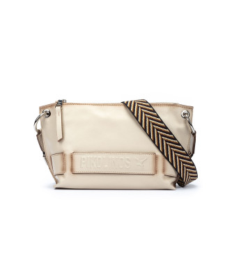 Pikolinos para mujer. WHA-1110 Bolso bandolera de piel con cinta tejido Alcudia beige (OSFA), Casual