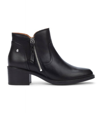 Pikolinos para mujer. W2D-8674 Botines de tacón de piel Bacarot negro (41), 5 a 8cm, Cremallera, Casual