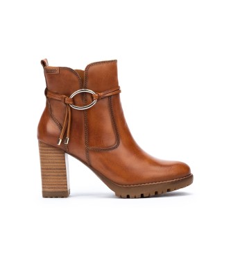 Pikolinos para mujer. W7M-8542 Botines de Piel Connelly marrón -Altura tacón 9cm- (41), 8 a 10cm, Cremallera, Casual