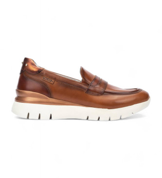 Pikolinos para mujer. W9C-3882C1 Mocasines de piel Asturias marrón (37), Plano, Ninguno, Casual