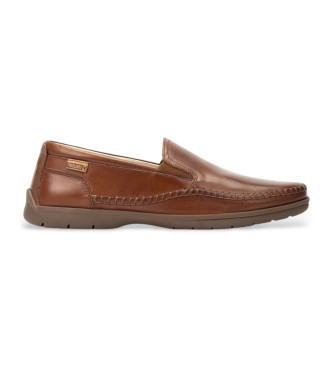 Pikolinos para hombre. M9A-3111 Mocasines de piel Marbella marrón (44), Plano, Ninguno, Casual