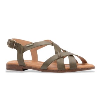 Pikolinos para mujer. W0X-0556ST Sandalias de Piel Algar verde (35), Plano, Hebilla, Casual