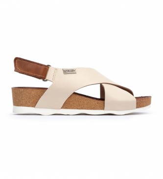 Pikolinos para mujer. W9E-0912 Sandalias de piel Mahon beige (40), 3 a 5cm, Velcro, Casual