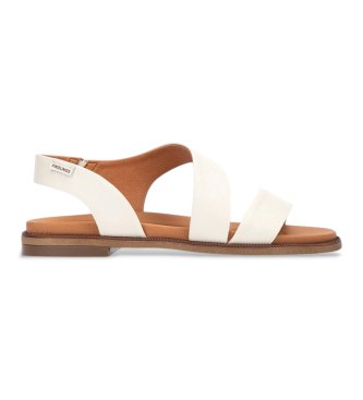 Pikolinosvoor vrouwen. W3E-0652 Leren sandalen Navia gebroken wit (40), Leer, Plat, 1 tot 3 cm, Geen, Casual