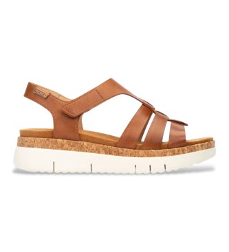 Pikolinos para mujer. W4N-0754 Sandalias de Piel Salma marrón (37), 3 a 5cm, Velcro, Casual