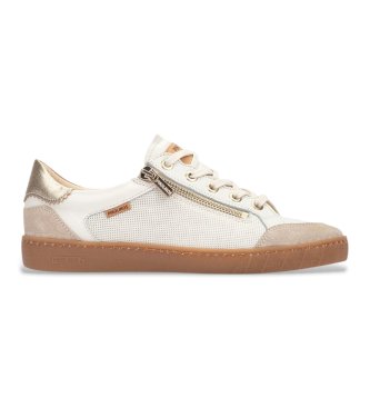 Pikolinosvoor vrouwen. W7B-6737C2 Leren sneakers Lanzarote gebroken wit (41), Leer, Plat, Veters, Ritssluiting, Casual