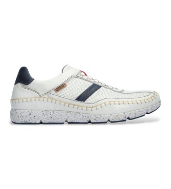 Pikolinos para mujer. M4U-6046C1 Zapatillas de Piel Fuencarral blanco (39), Plano, Cordones, Casual