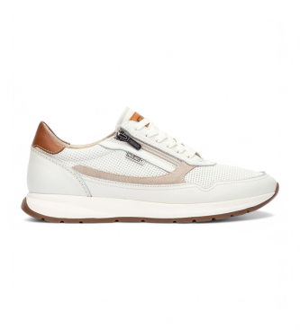Pikolinos para hombre. M2B-6263C3 Zapatillas de piel con cordones y cremallera Getafe blanco (42), Plano, Casual