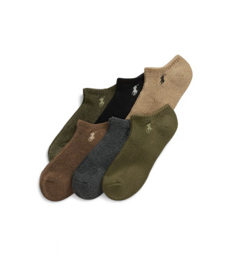 Polo Ralph Lauren para hombre. 449958848001 Set de 6 pares de calcetines tobilleros multicolor (10/13), Homewear, Algodón