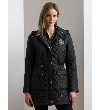 Lauren Ralph Lauren para mujer. 297979534001 Abrigo acolchado largo marino (L), Casual, Poliéster Reciclado, Sostenible