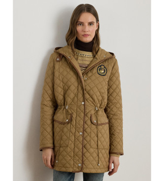 Lauren Ralph Lauren para mujer. 297979534002 Abrigo acolchado largo marrón (S), Casual, Poliéster Reciclado, Sostenible