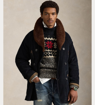 Polo Ralph Laurenvoor mannen. 710980943001 Zwarte ribfluwelen ranchjas (L), Casual, Katoen