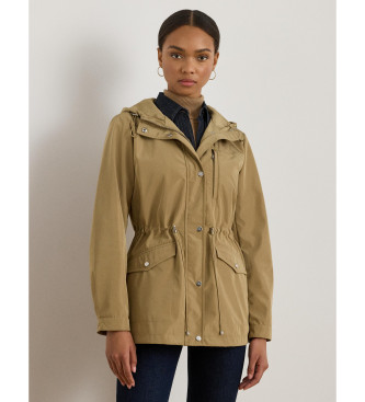 Lauren Ralph Lauren para mujer. 297979519001 Anorak con capucha beige (S), Casual, Poliéster