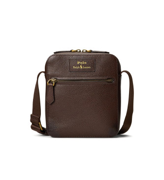 Polo Ralph Lauren para hombre. 405974608002 Bandolera de piel granulada marrón (OSFA), Casual