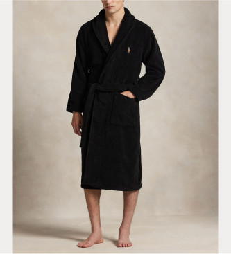Polo Ralph Lauren para hombre. 714966109002 Bata de rizo de algodón con Polo Bear negro (L/XL), Homewear