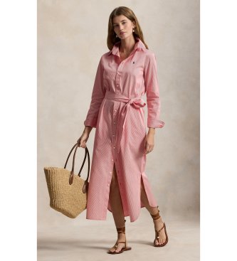 Polo Ralph Lauren Vestido camisero de algodón con cinturón rosa (UNICA)