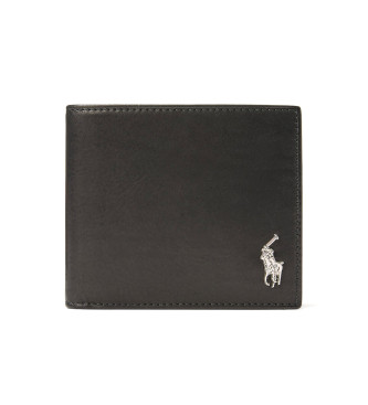 Polo Ralph Lauren para hombre. 405945983001 Billetera de piel con logotipo metálico negro (OSFA), Marrón, Casual