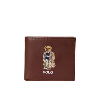 Polo Ralph Lauren para hombre. 405978046001 Billetera de piel con Polo Bear marrón (OSFA), Casual