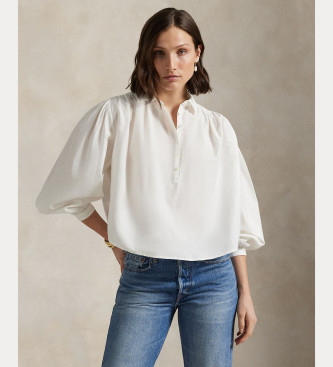 Polo Ralph Laurenvoor vrouwen. 211971508001 Geweven blouse wit (L), Casual, Katoen