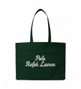 Polo Ralph Lauren para hombre. 405962436003 Bolso tote de loneta con bordado verde (OSFA), Casual, Algodón
