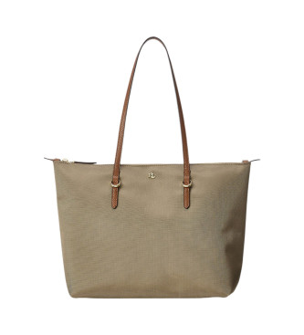 Lauren Ralph Lauren para mujer. 431916737003 Bolso tote mediano de nylon Keaton marrón (OSFA), Casual, Sostenible