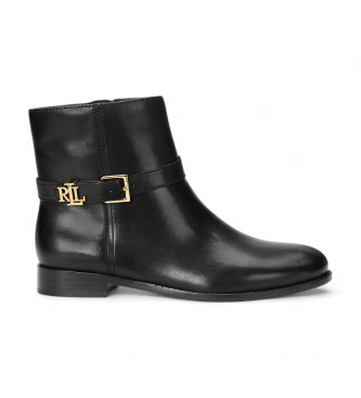 Lauren Ralph Lauren para mujer. 802946807001 Botines de Piel Brooke negro (36), Plano, 1 a 3cm, Cremallera, Casual