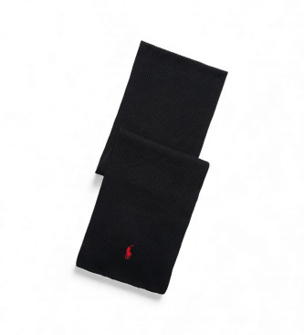 Polo Ralph Lauren para hombre. 710981757005 Bufanda en punto de canalé negro (OSFA), Casual, Algodón, Marino