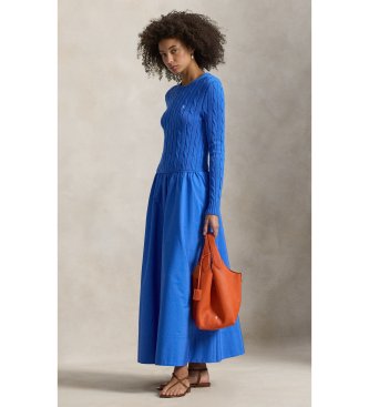 Polo Ralph Lauren för kvinnor. 211A96349002 Klänning i bomull med blå åttor på överdelen (S), Casual, Lång ärm
