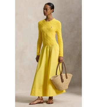 Polo Ralph Lauren Vestido de algodón con cuerpo de ochos amarillo