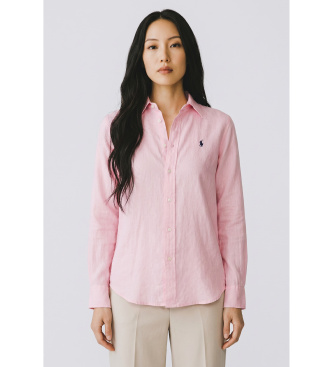 Polo Ralph Lauren för kvinnor. 211920516011 Klassisk passform skjorta i rosa linne (XS), Casual, Lino, Lång ärm