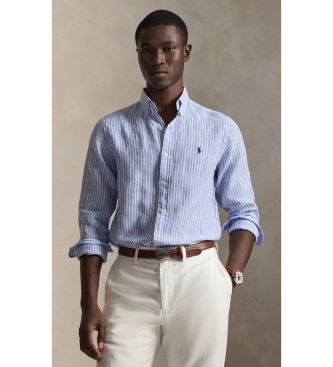 Polo Ralph Lauren för män. 710982143001 Linne skjorta med passform blå (S), Casual, Lino, Lång ärm