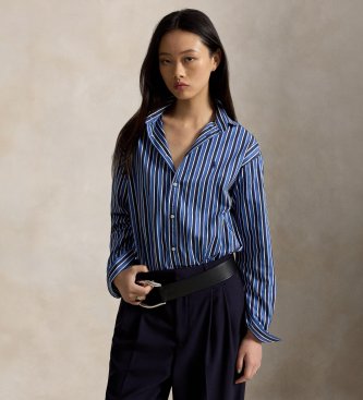 Polo Ralph Lauren para mujer. 211910743515 Camisa de algodón con rayas Relaxed Fit azul