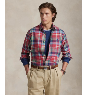 Polo Ralph Lauren para hombre. 710P00629002 Camisa de cuadros Oxford Custom Fit rojo (L), Casual, Algodón, Manga larga