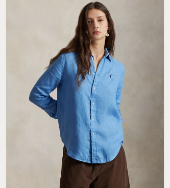 Polo Ralph Laurenvoor vrouwen. 211970730510 Classic Fit linnen overhemd blauw (XS), Casual, Vlas, Lange mouwen