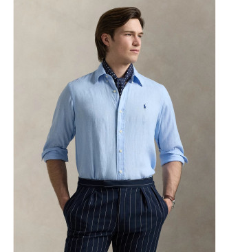 Polo Ralph Lauren för män. 710966294008 Linne skjorta med passform blå (S), Casual, Lino, Lång ärm